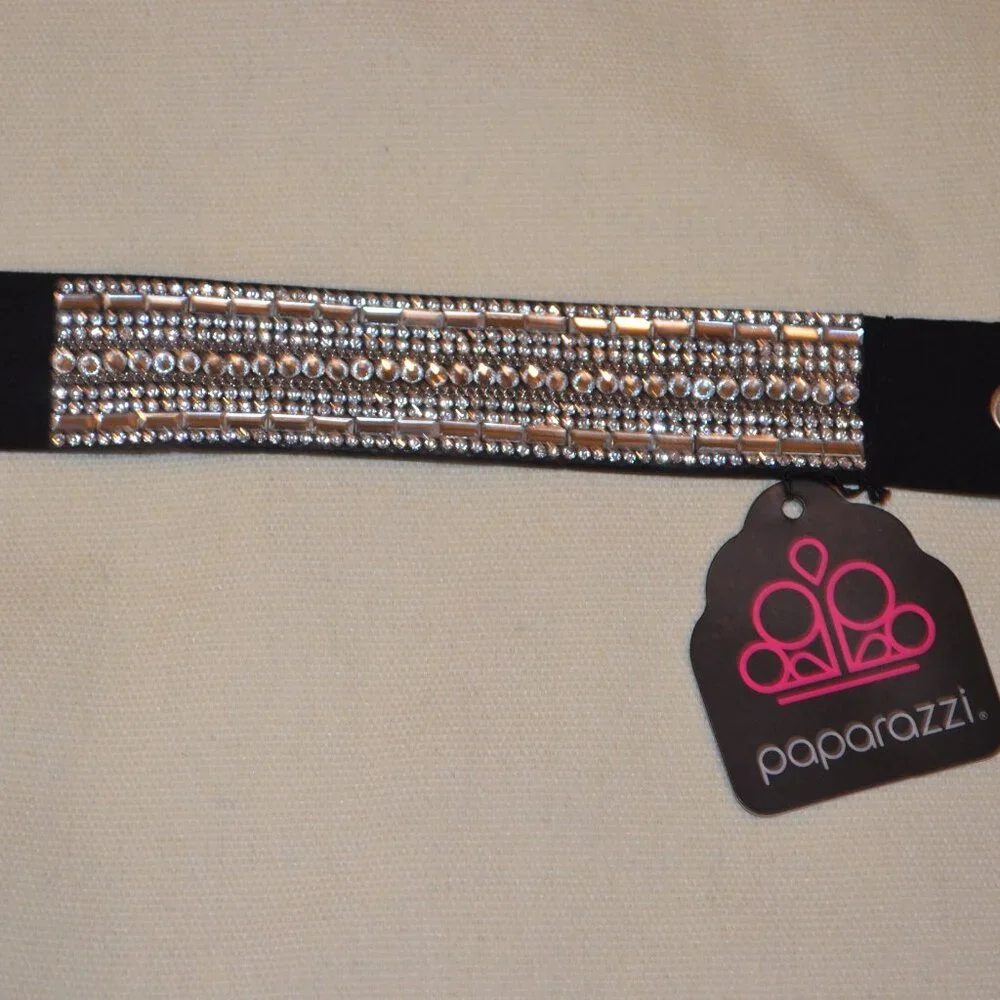 PAPARAZZI Rhinestones like Suede Adjustable 2 Snaps Bracelet Girls 14 y.o. & Up